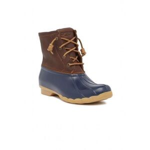 Sperry Duck Boots Women Saltwater Navy Brown Size 7.5